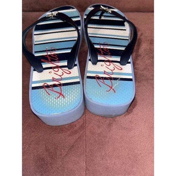 Brighton Women's Size 8 Navy Wedge Flip Flops Starfish Adornment - Picture 5 of 7
